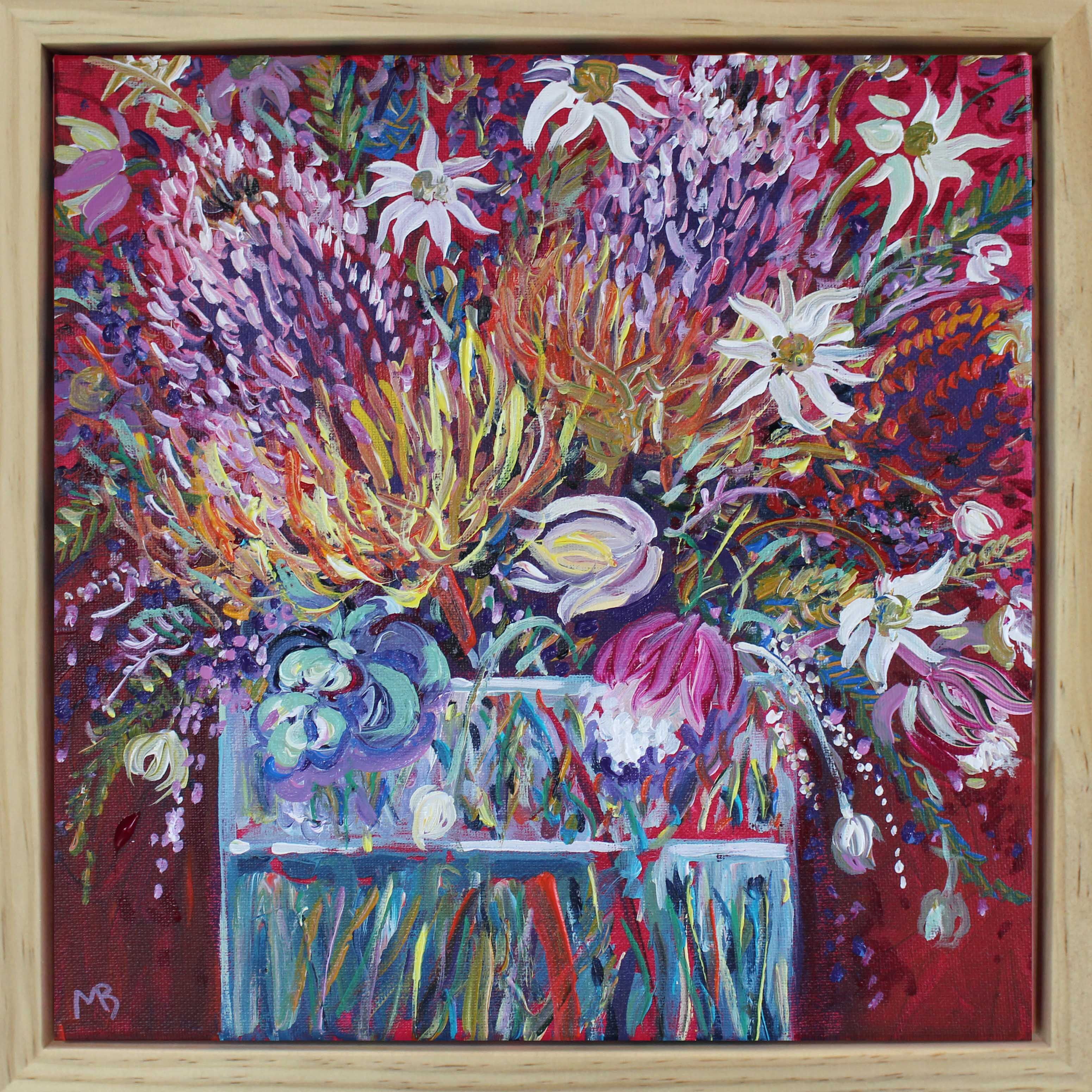 Little vase of wildflowers 30x30cm timber frame Megan_Barrass 1mbe