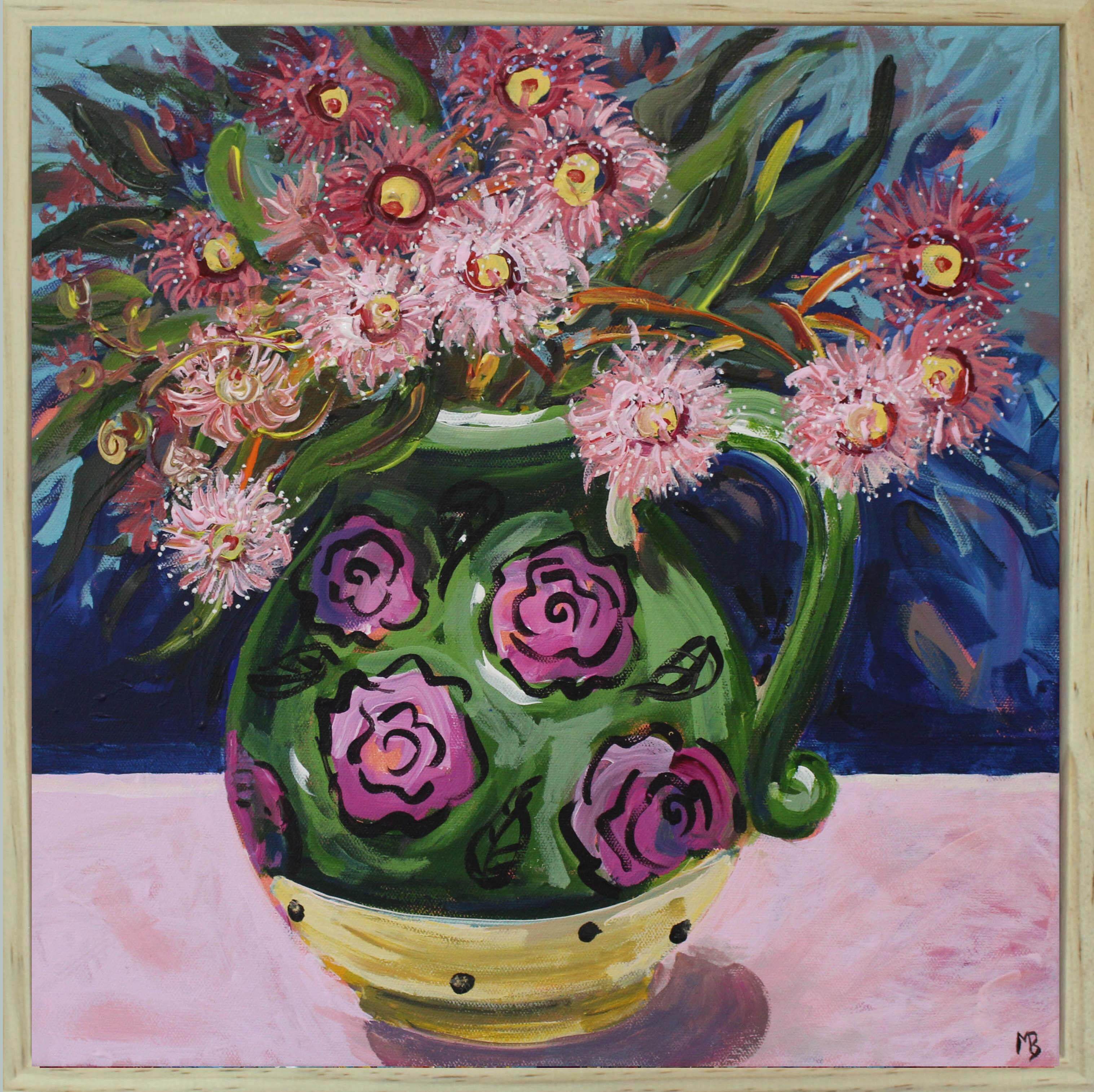 Gum blossoms in vase 1mb 40x40 framed