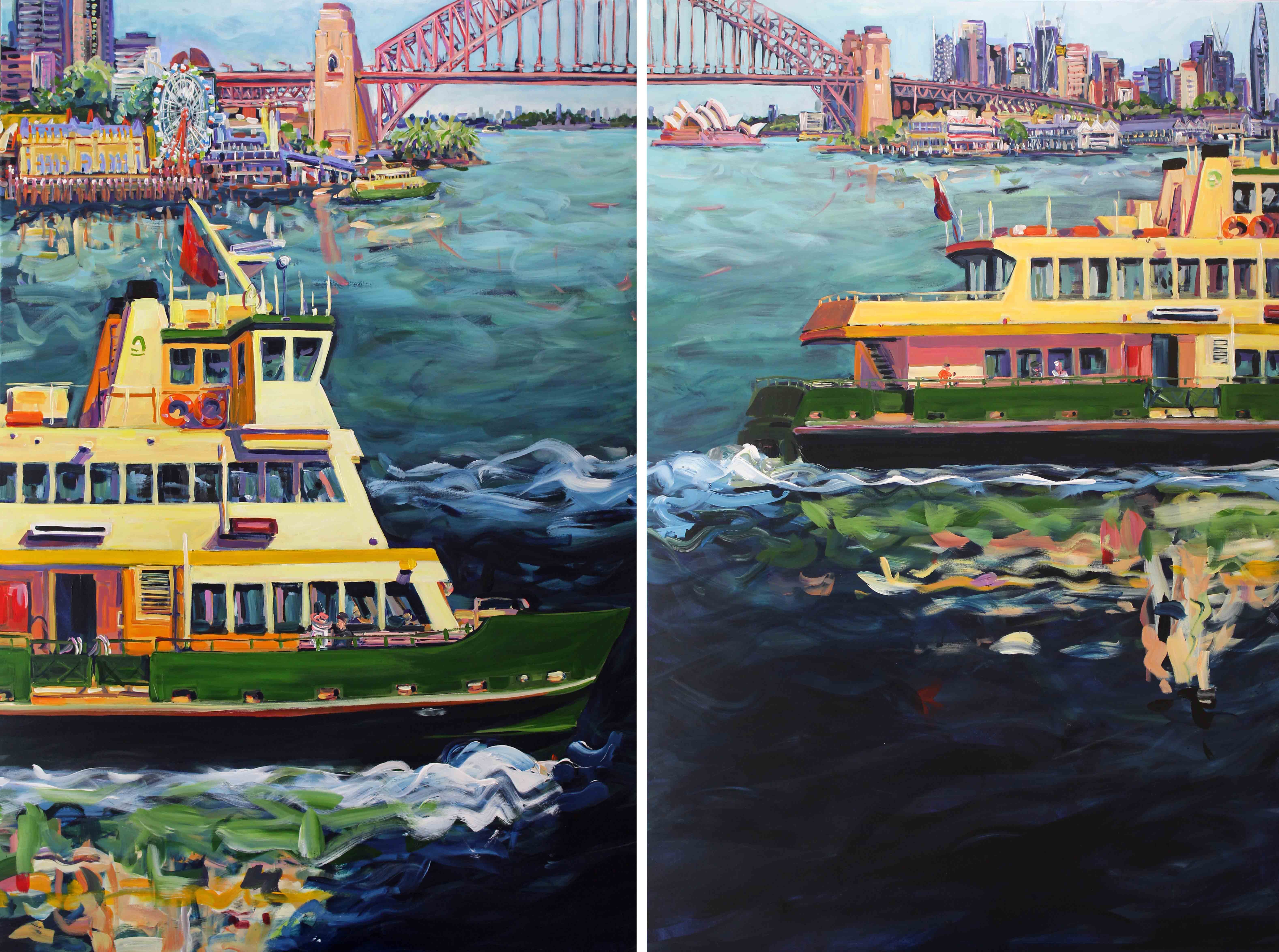 Sydney by water. BOTH panels 101cm wide x 152cm height Megan_Barrass 1mbe