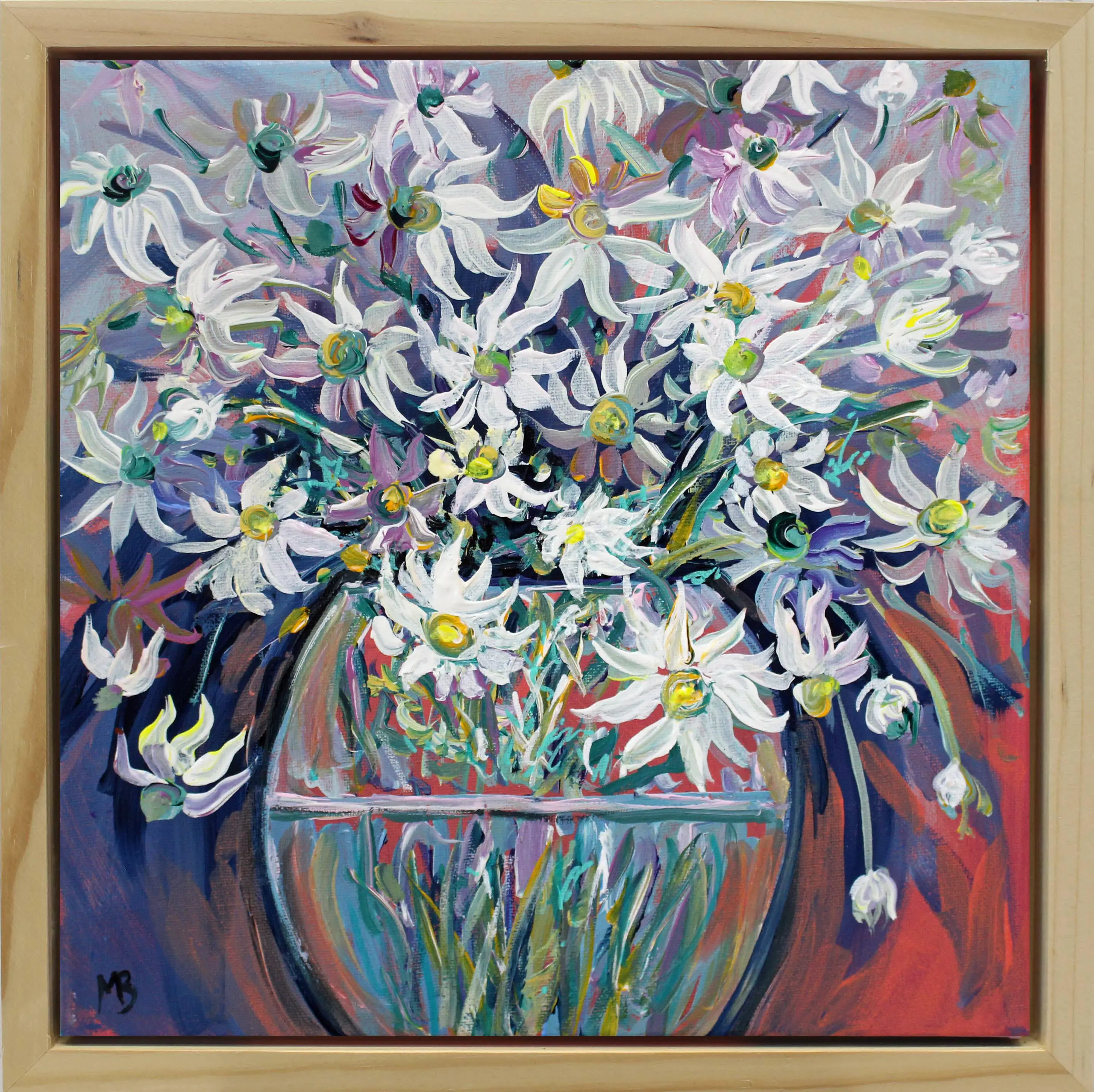 Flannel flowers in glass vase 1mb framed