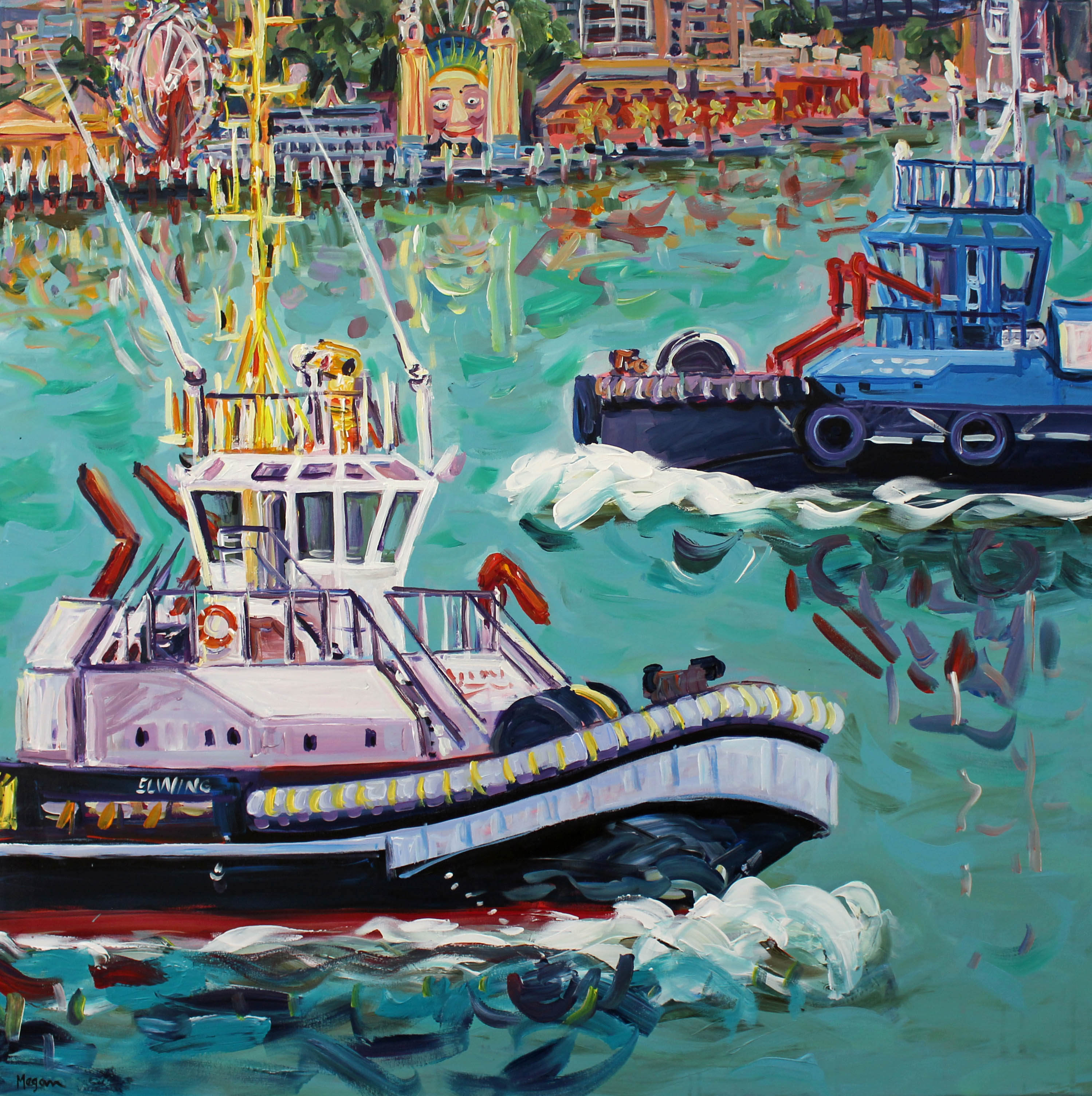 Harbour tugs 91 x 91cm Megan_Barrass 1mbe