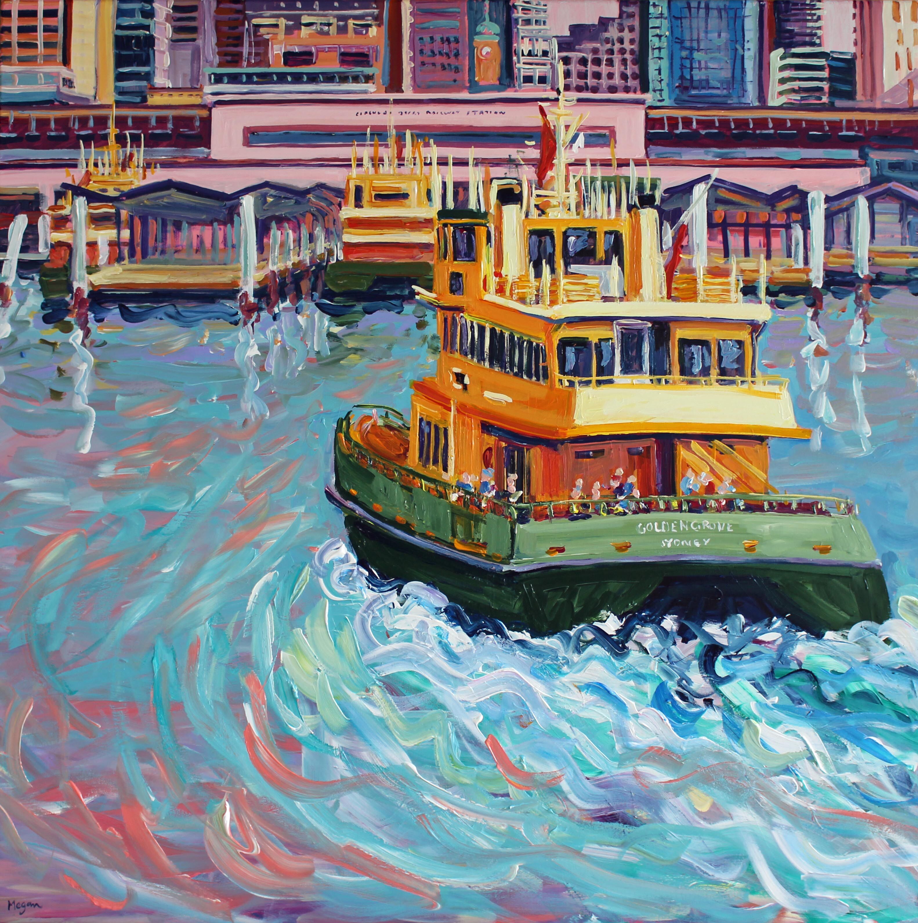 Arriving at Circular Quay 91 x 91cm Megan_Barrass 1mbe