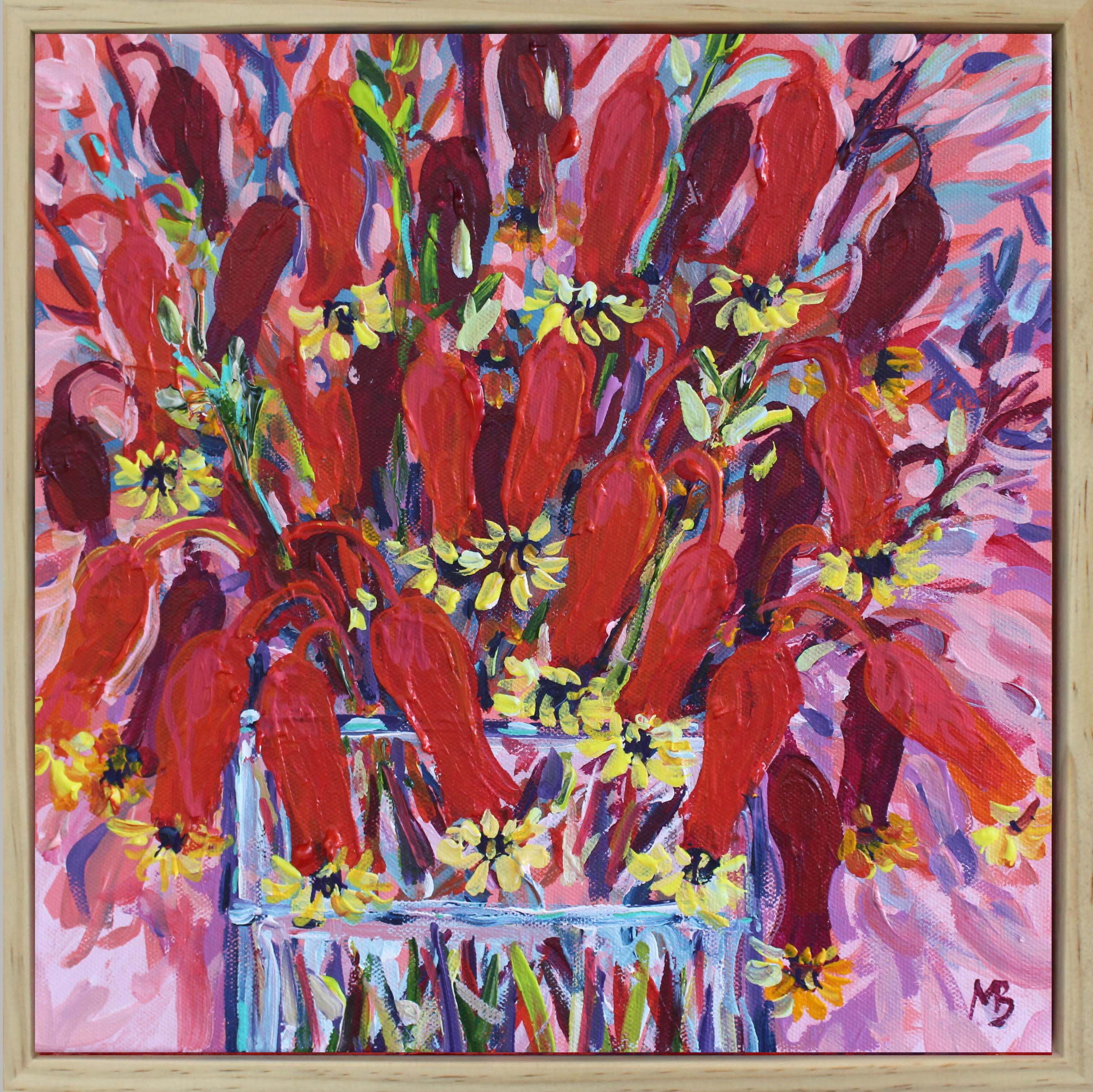 Bunch of christmas bells with pink background 1mb framed