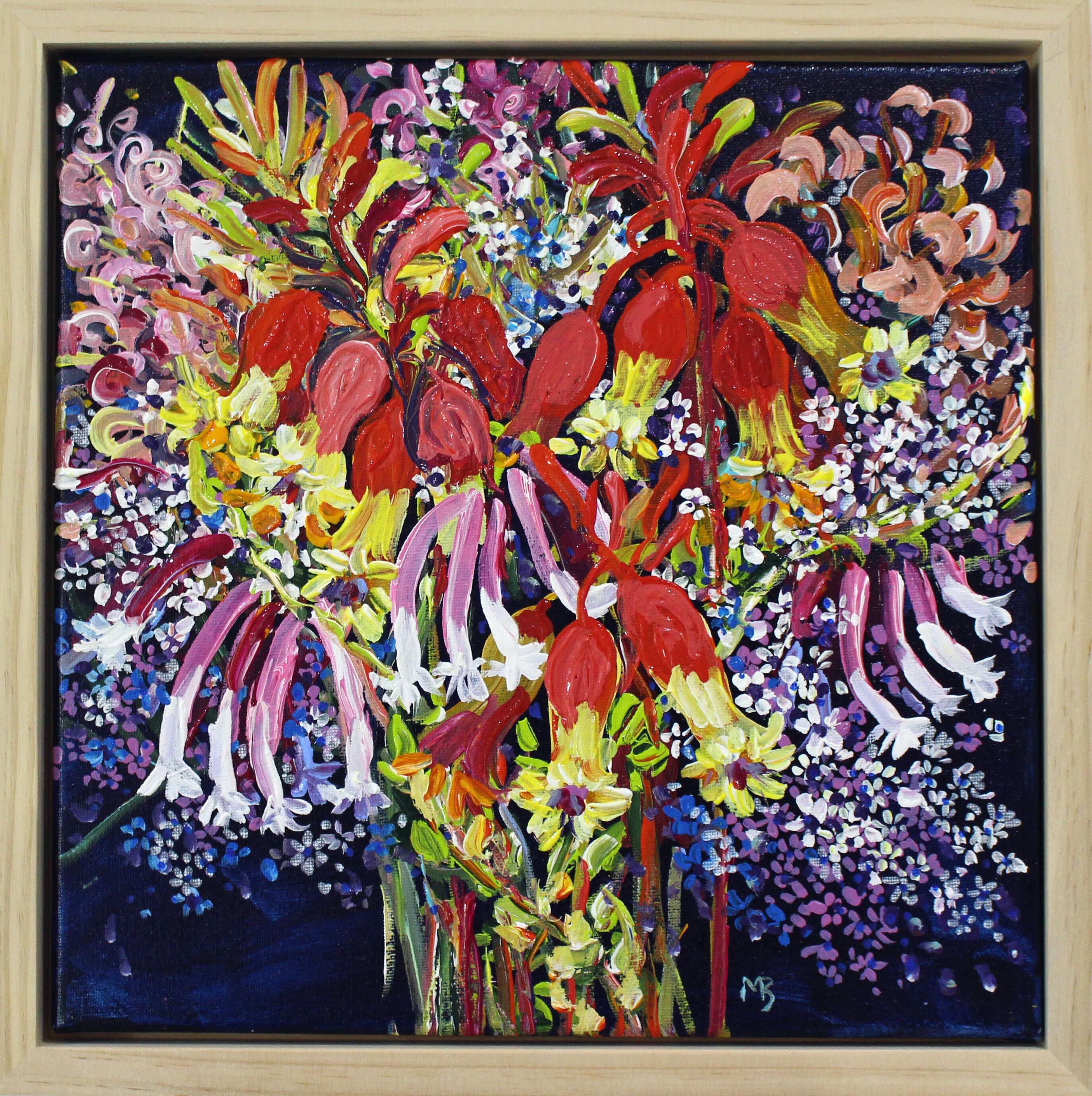 Wildflowers with prussian blue background 30x30cm Megan_Barrass 1mbe