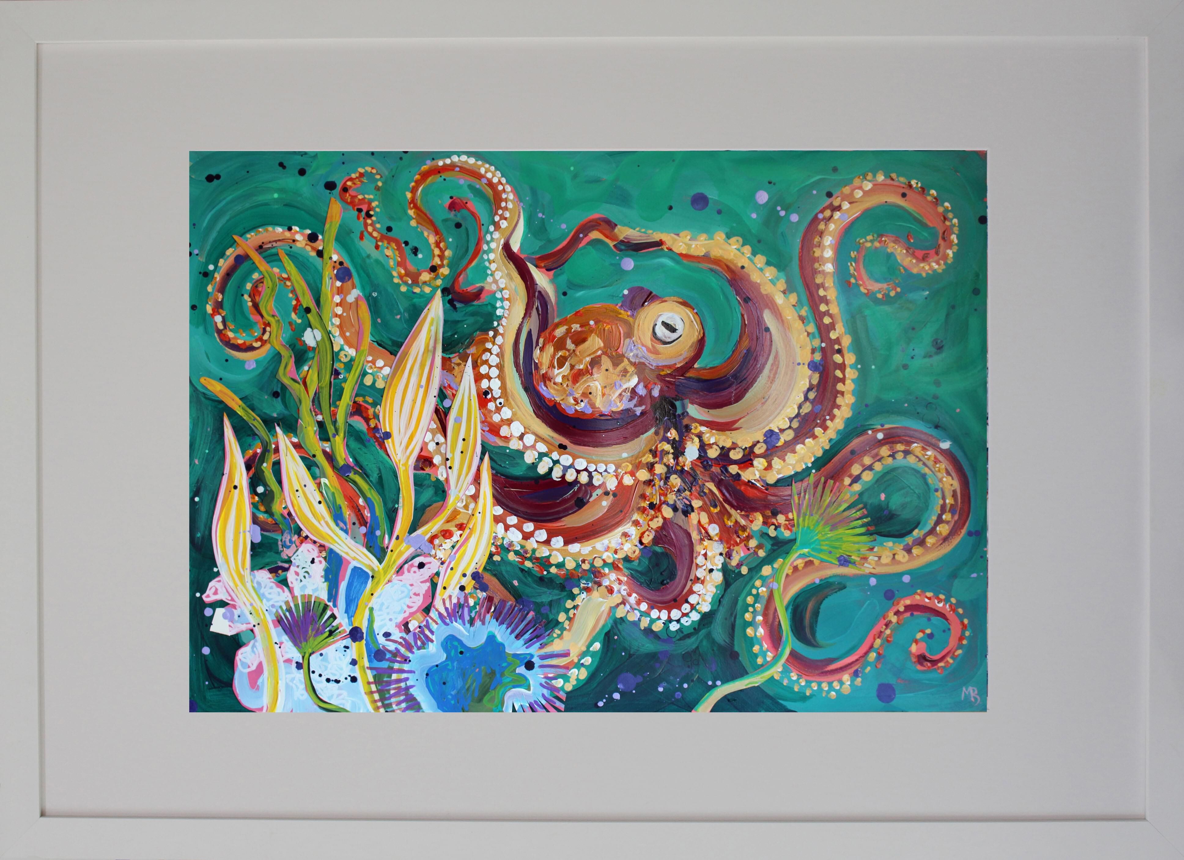 Octopus in yellow seaweed A2 image A1 frame Megan_Barrass 1mb