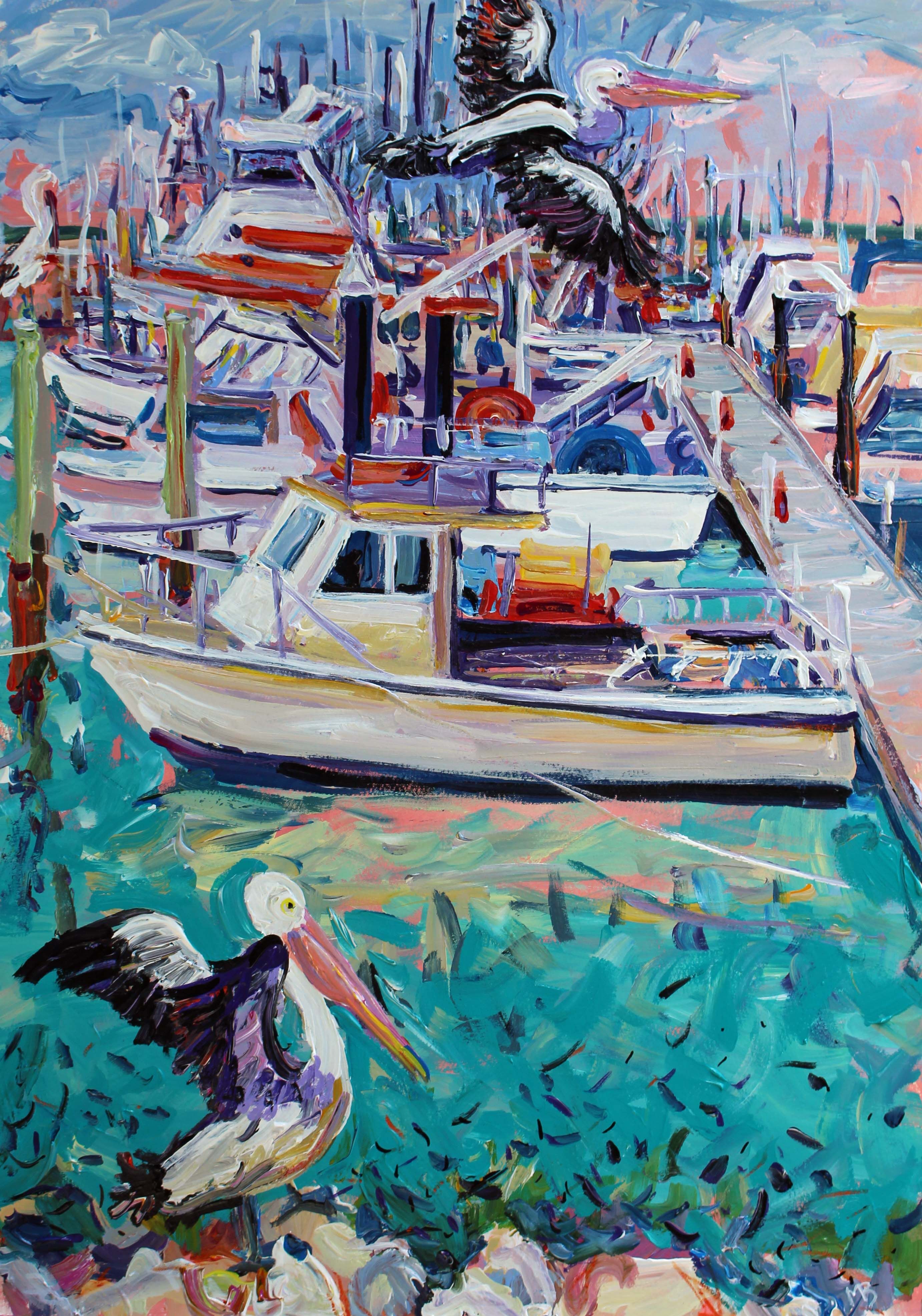 Nelson Bay fishing fleet wharf A2 sketch Megan_Barrass 1mbe